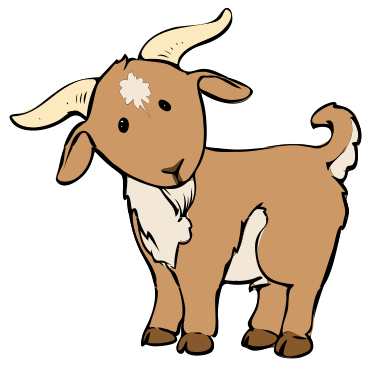 A moving cartoon goat